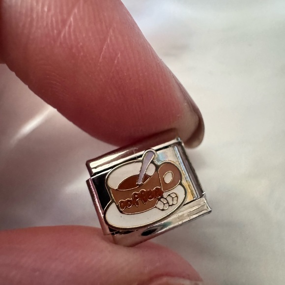 Coffee Cup Design - Stainless Steel Italian Charm - Picture 2 of 3